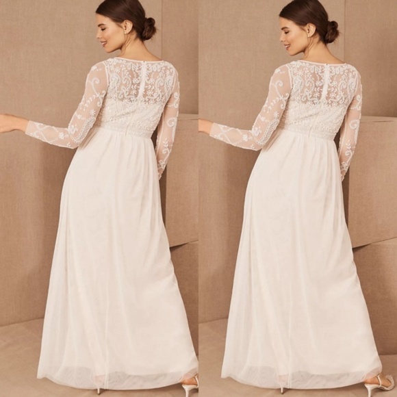 BHLDN Sinclair Long sleeve beaded wedding Dress - Picture 6 of 12